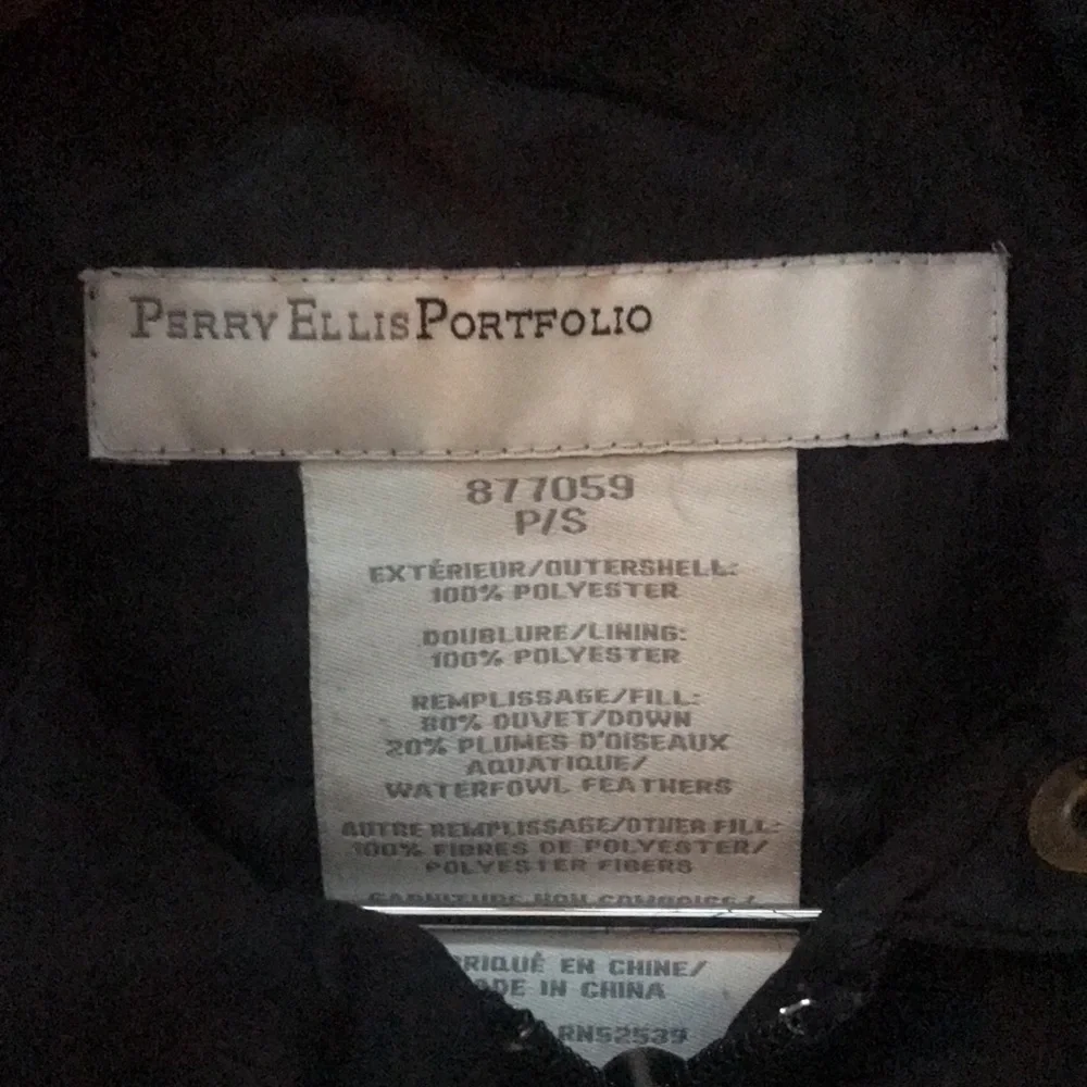PERRY ELLIS Down Filled Long Black Warm Winter Puffy Parka Coat - Picture 7 of 8